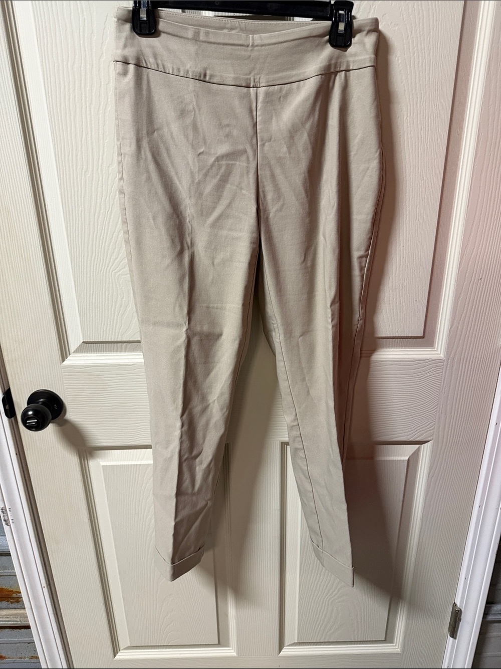 Tribal Straight-Leg Pull-On Pants in Light Beige